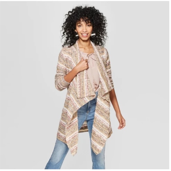 Women's Striped Long Sleeve Open Cardigan - 74-171 - Picture 1 of 4